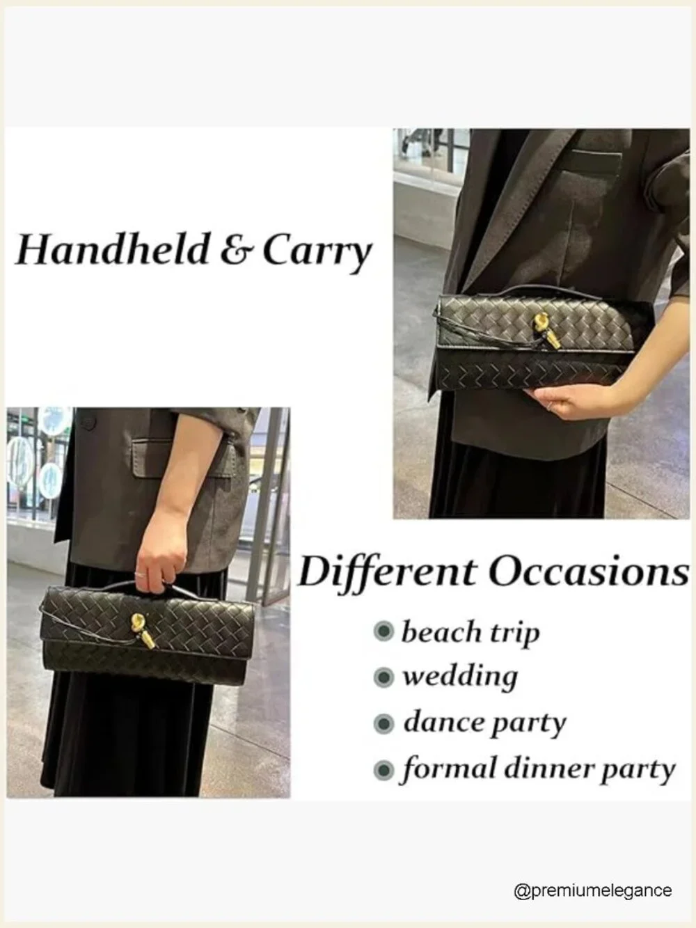 Vegan Leather Woven Crossbody Clutch Evening Bag
